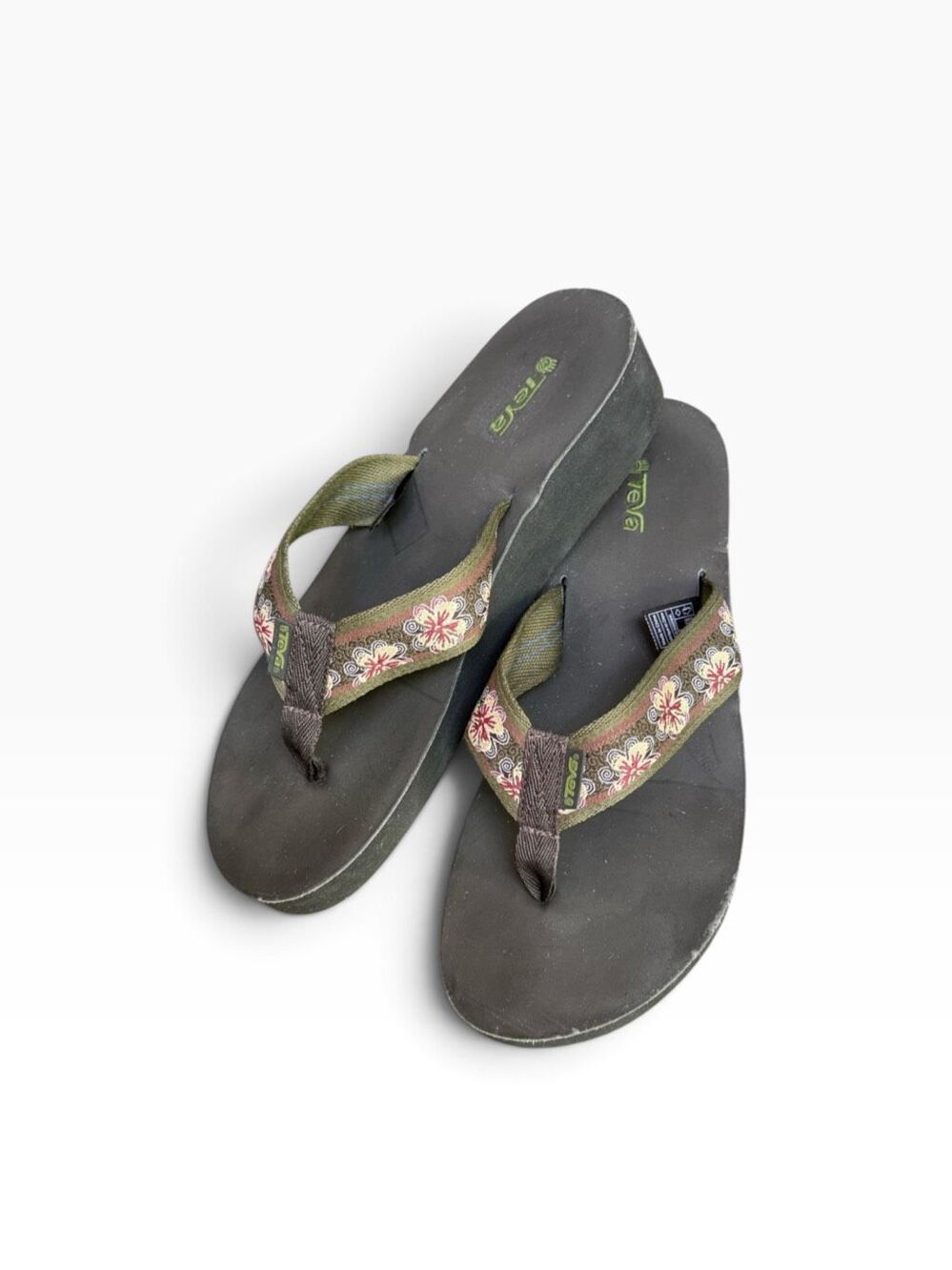 Teva Women's 11 M Floral slip on Flip Flop Platform Wedge Sandals - Picture 5 of 12